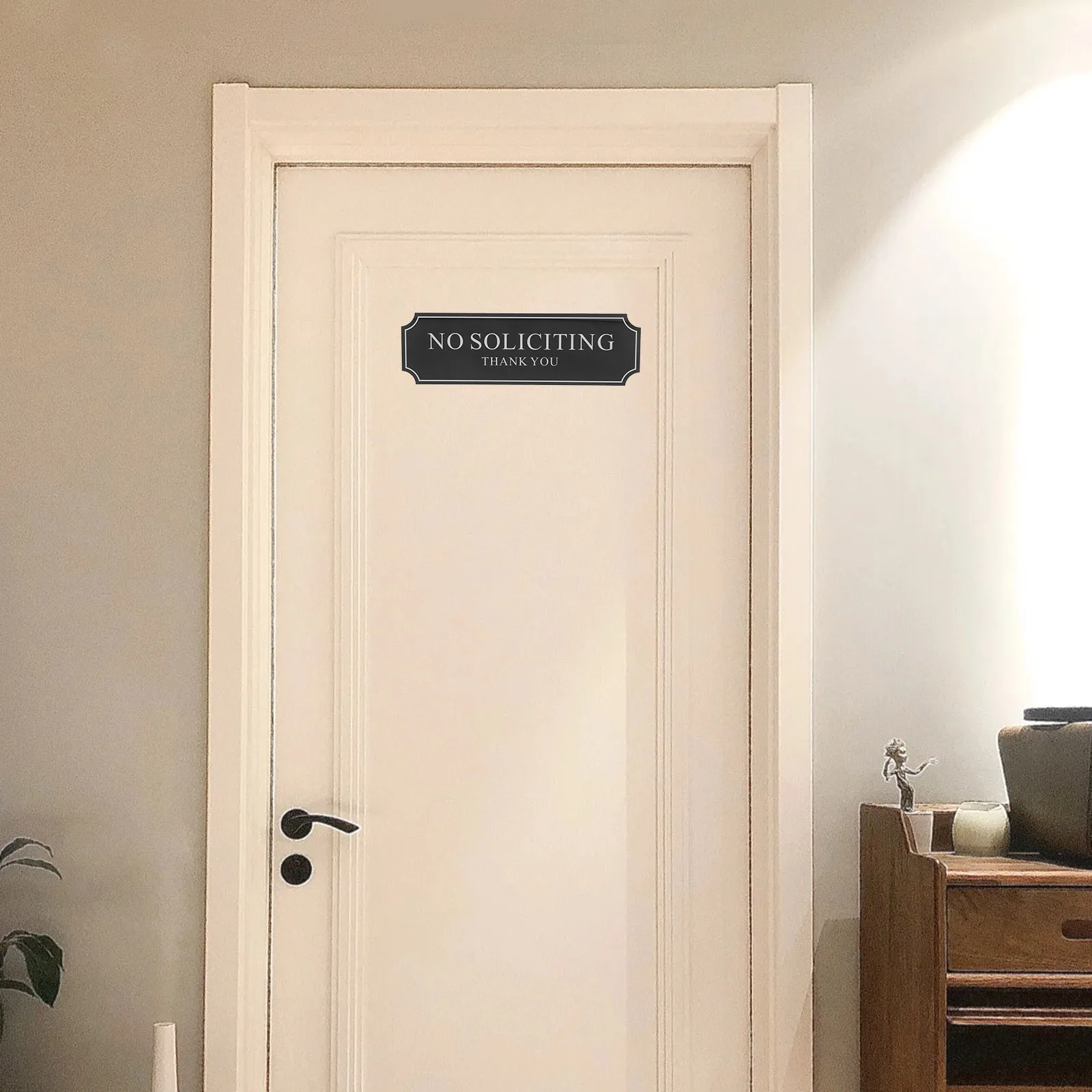 

No Soliciting Sign For Front Door Self-Adhesive Acrylic High Visibility Sticker For House Office Store Easy Application