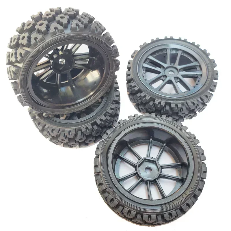 4Pcs 70mm Off-Road RC Buggy Tires for 1/10 Tamiya TT01 TT02 XV01 LC Racing PTG-2 HSP HPI – Durable Rubber & Strong Grip