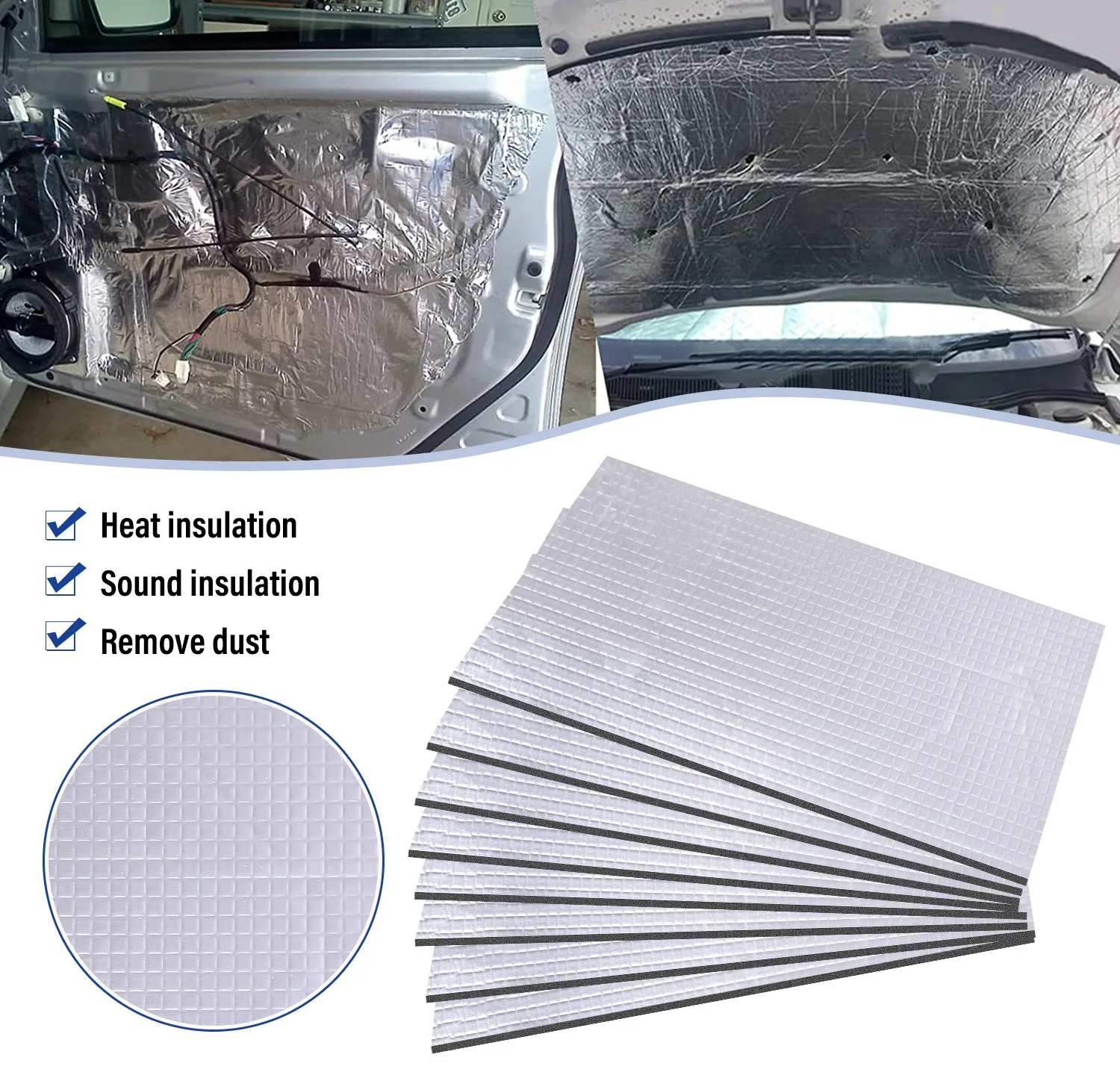 10 Sheets Sound Deadener Heat Insulation Mat Car Van Sound Proofing Deadening Insulation Car Hood Insulation Silent 5/10mm