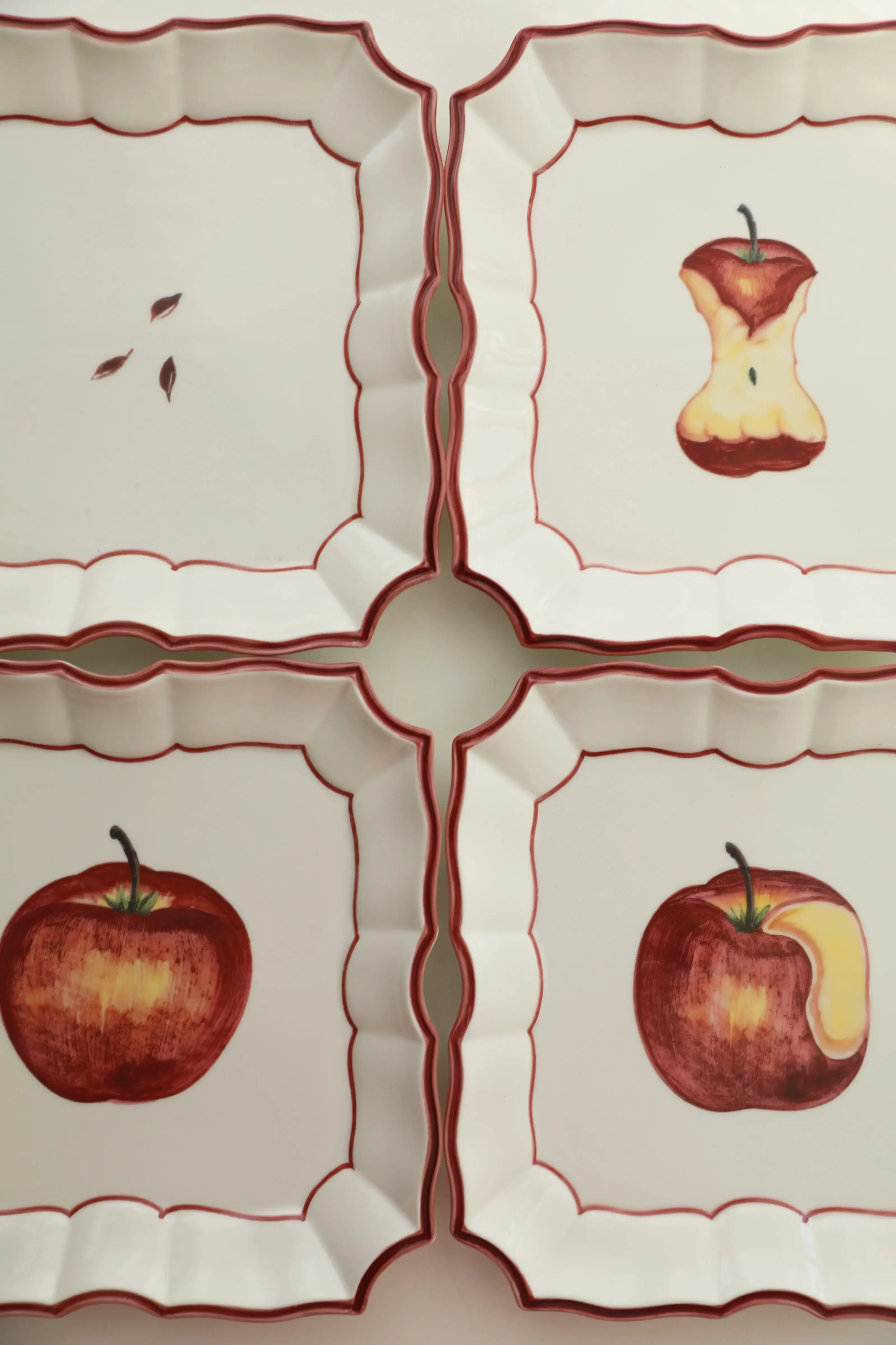 Hyun a big mouth of Ping An fruit medieval replica hand-painted underglaze color four seasons Ping An ceramic square plate