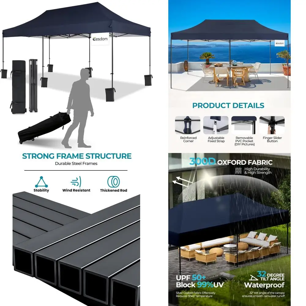 

10x20 Pop Up Canopy Tent with Roller Bag, Easy Set Up, Waterproof Commercial Shelter, 6 Stakes & 6Sandbags & 6 Ropes, Silver Coa