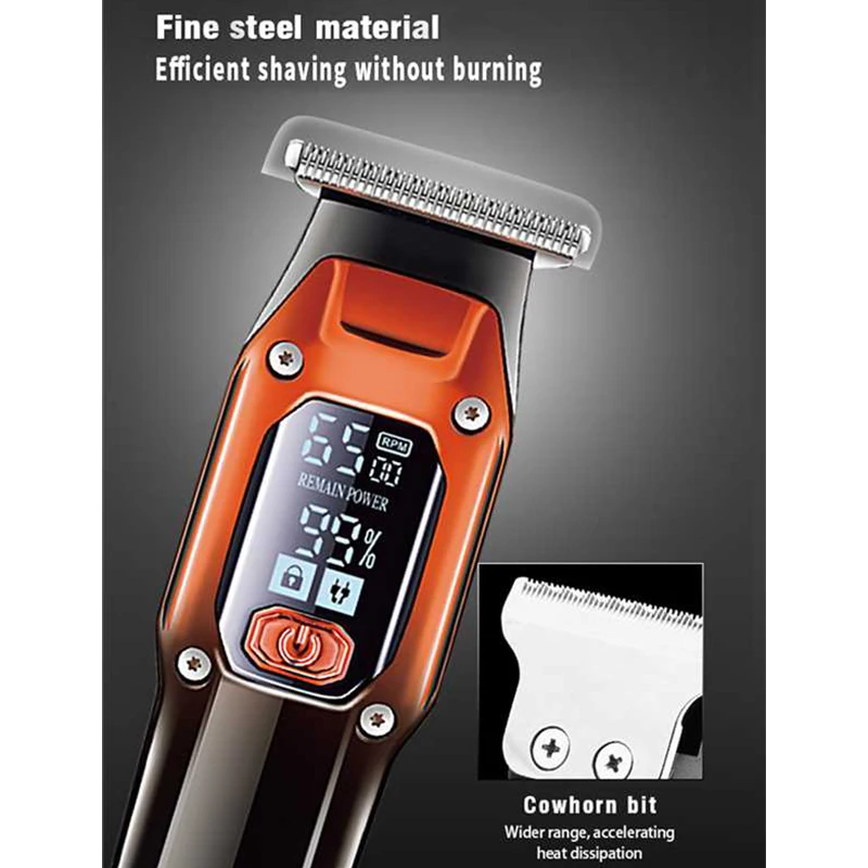 Kemei 전기 머리 절단기 전문 무선 머리 깎기 정밀 조정 머리 트리머 디지털 디스플레이 KM-658