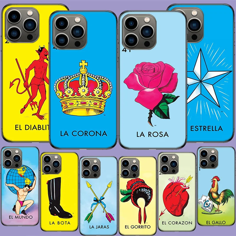 Mexican Bingo Loteria Phone Case For Iphone 17 Air 15 Pro 14 Plus 16 Pro Max 17E 16E 12 13 Mini 11 Cover Cute Fundas