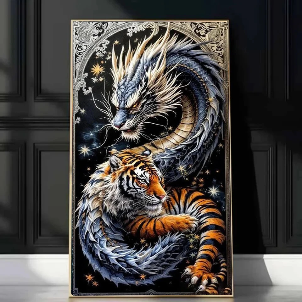 

Diamond Embroidery 5D Large DIY Beautiful Dragon Tiger Landscape Full Diamond Painting Art 5D Rhinestone Mosaic Cross Stitch