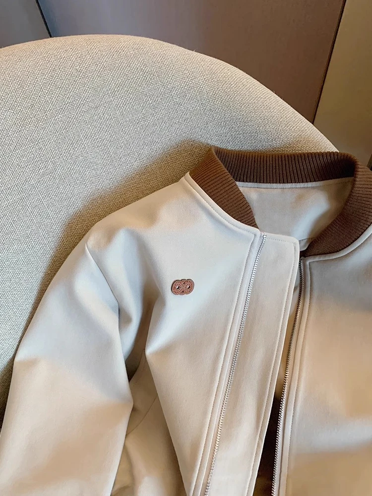 عارضة الوقوف طوق المرقعة Jaet أعلى ex ربيع الخريف Faion ملابس خارجية فضفاضة مباراة بسيطة جميع الفصول المرأة الرجال