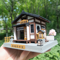 NEW DIY Wooden Miniature Model Kit Japanese Tea Room Casa Doll Houses With Furniture Light Home Decor Friends Birthday Gifts
