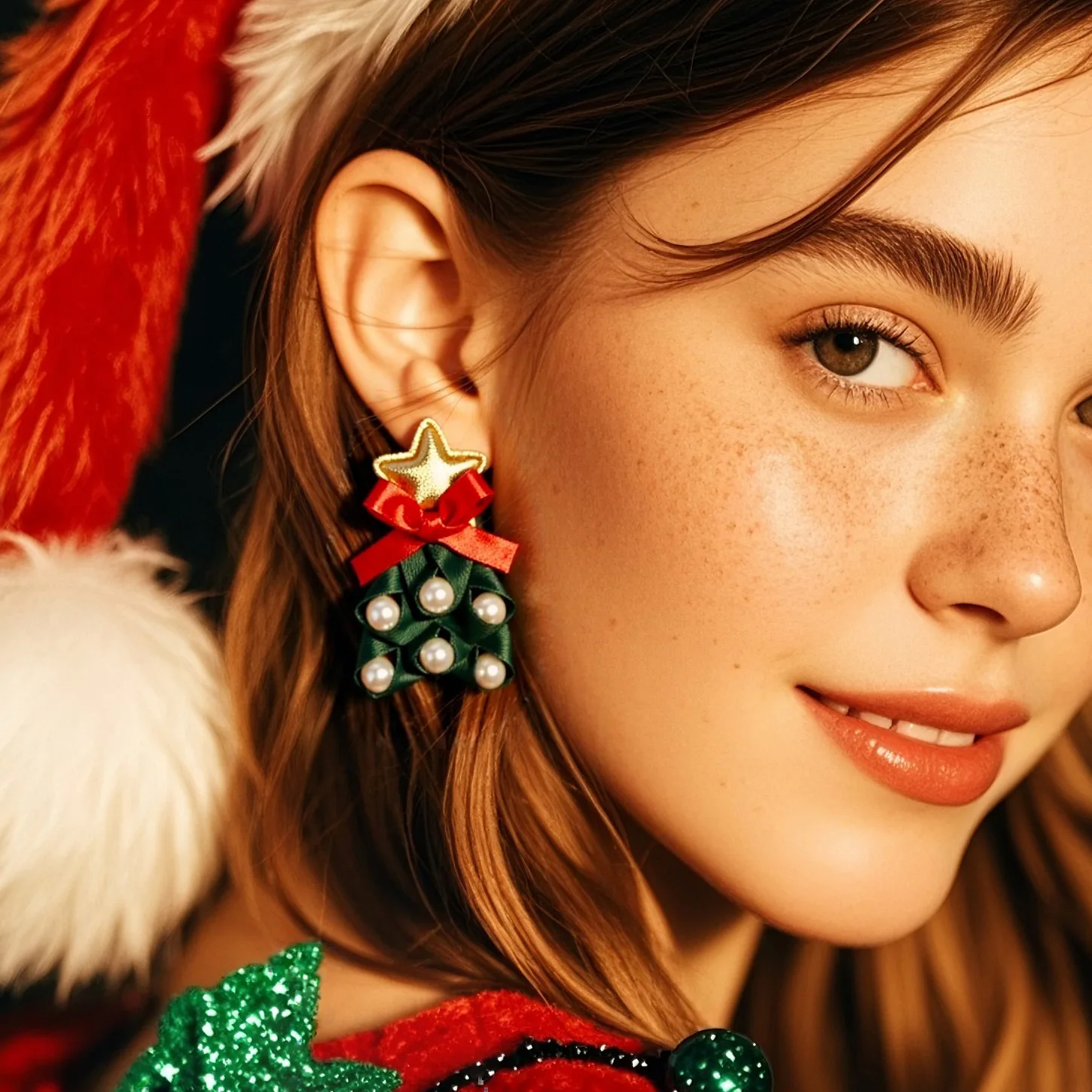 DIY accessories European and American creative fashion plastic Christmas tree earrings, cute design Christmas earrings earrings