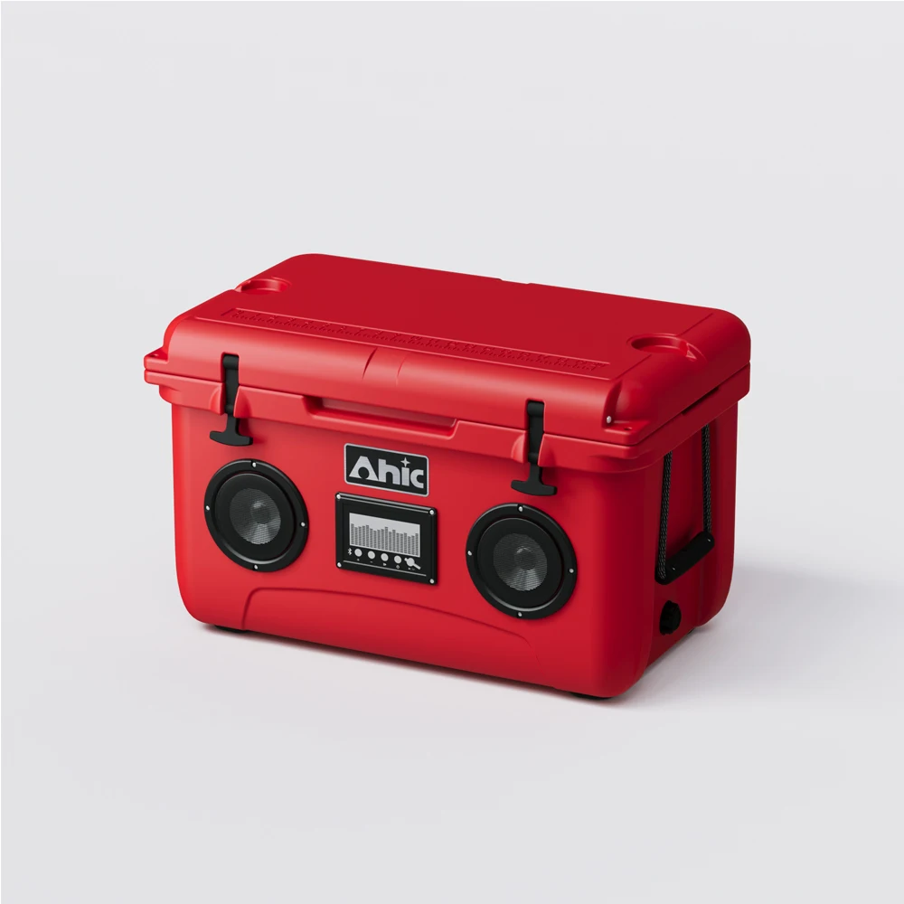 45L Portable PE Thermal Insulated Waterproof Camping Cooler Box with Speakers for Food Picnics Outdoor Travel Music Ice Box