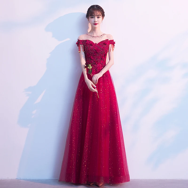 

Ele Red Wedding Dr Evening Gown One oulder Sle for Engagement And Marriage Women's Faion Xisimery Brand