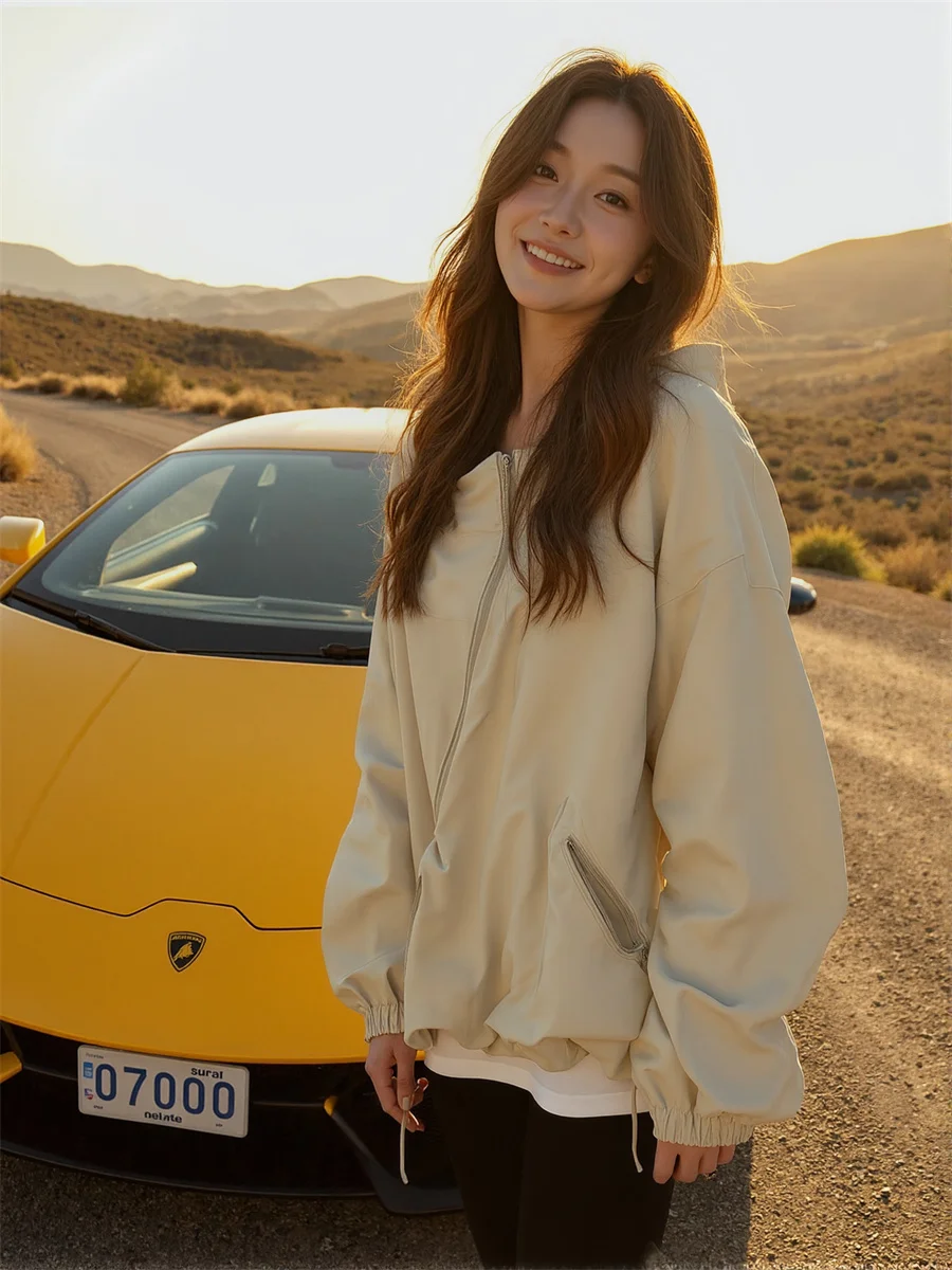 

Свободные куртки на молнии с капюшоном, эстетический топ, женский летний элемент, широкий женский дышащий мягкий консервативный волнистый хлопок с подкладкой