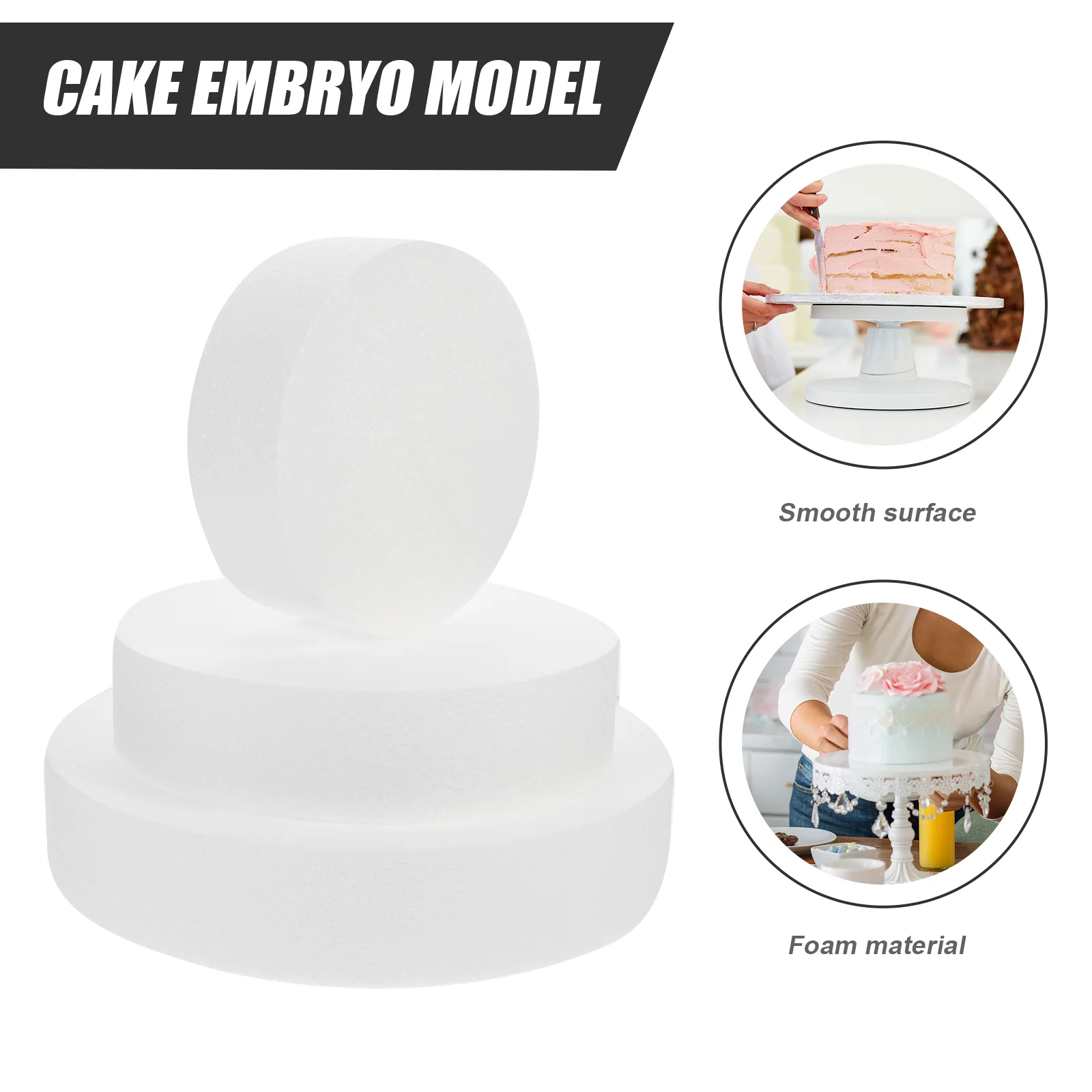 3 Pcs Cake Embryo Model Wedding Display Decorating Practice Bakery Foams Mold DIY Customizable