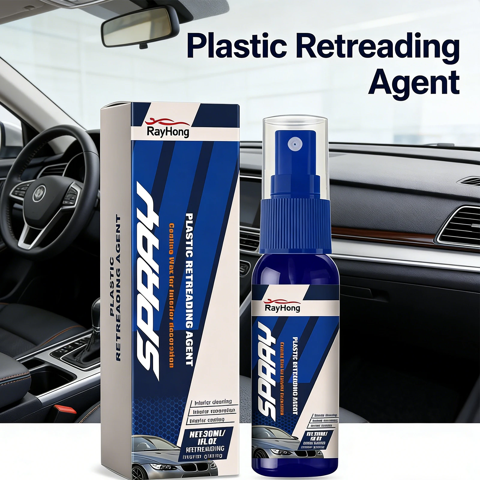 

Rayhong Car Plastic Renovator Exterior Rubber Parts Trim Restorer Black Shine Coating Leather Repair Cleaner Protection 30ml
