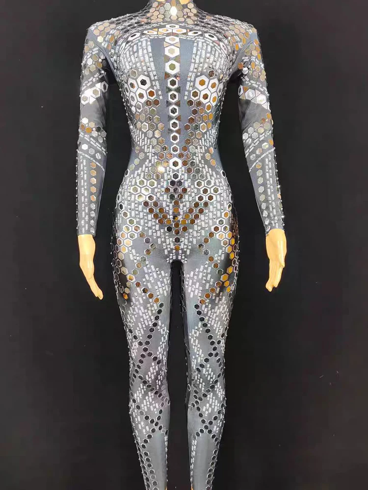 High Quality Sequin Diamond Jumpsuit Car Model Nightclub Bar Shining Rhinestones Show Girl Performance Costumes Stage Costumes