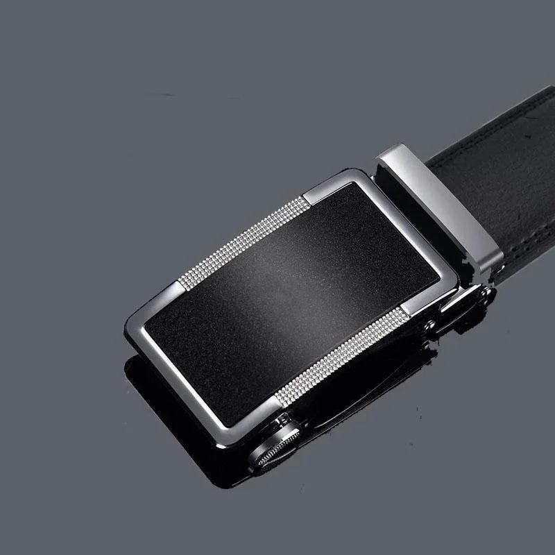 Cintura automatica per uomo d'affari, fibbia regolabile senza foro, cintura sottile in pelle per ufficio/intervista/matrimonio