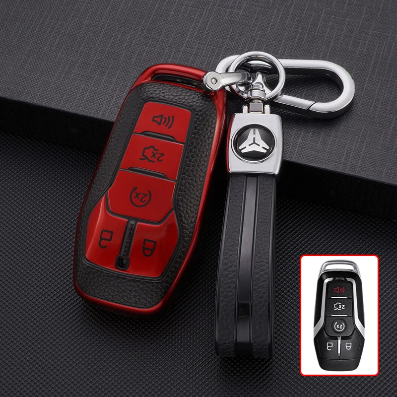 TPU Car Remote Key Case Cover Ptotect Shell Fob For Ford Fusion Mondeo Mustang F 150 Explorer Edge 2015 2016 2017 2018 Keychain