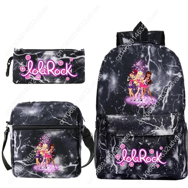 Cute LoliRock Backpack 3 Pcs Set Mochila Boys Girls Anime School Bags Men Women Travel Knapsack Teens backpack Gift Mochila