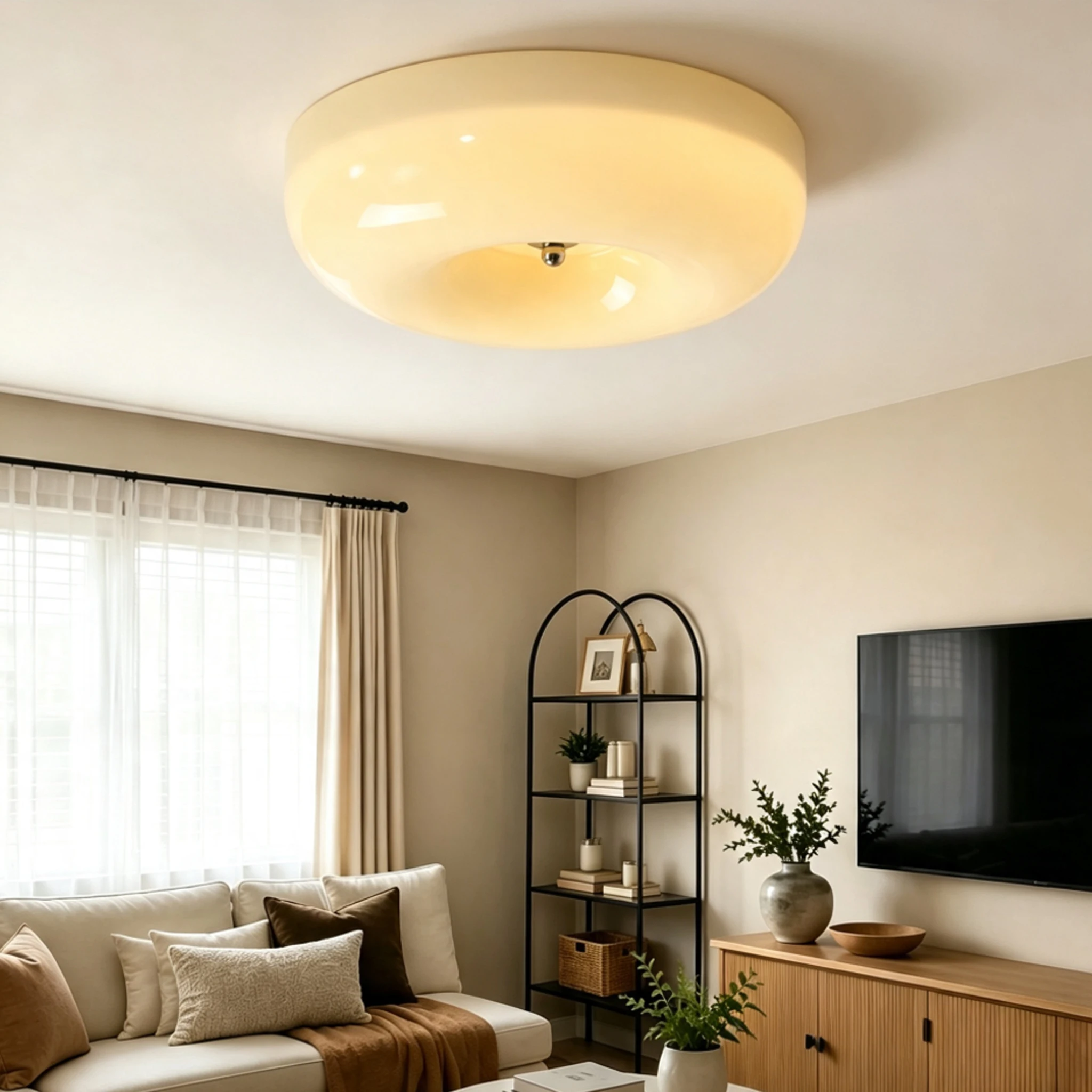 Modern Glass Ceiling Lamp Bedroom Living Room Dining Room Hallway Kids Room Flush Mount Ceiling Light Pudding Indoor Lighting