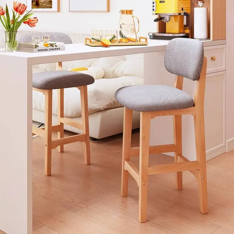 

Wood Comfortable Bar Chair Nordic Cushion Classic Design Luxury Bar Chair Dining Modern Grey Sillas Para Barra Club Furniture