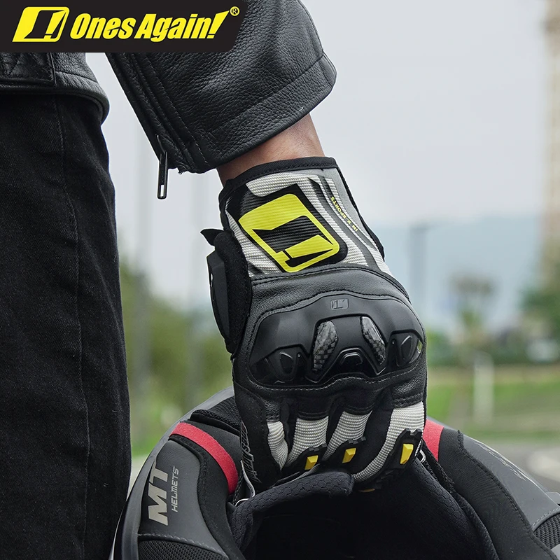 

Ones Again! Men's Motorcycle Gloves Breathable Hard Shell Riding Gloves Non-Slip Touch Screen Motorbike Full Finger Gloves M-2XL