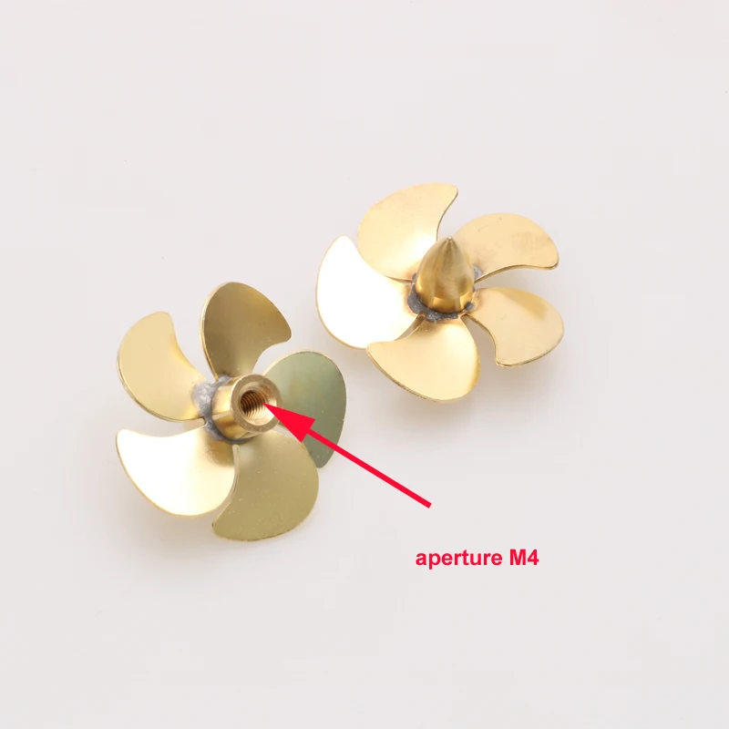 2PCS RC Simulation Boat Model Brass Propeller 5 Blades Paddle Diameter 31mm M4 Shaft Metal Paddles CW CCW Micro Props DIY Parts