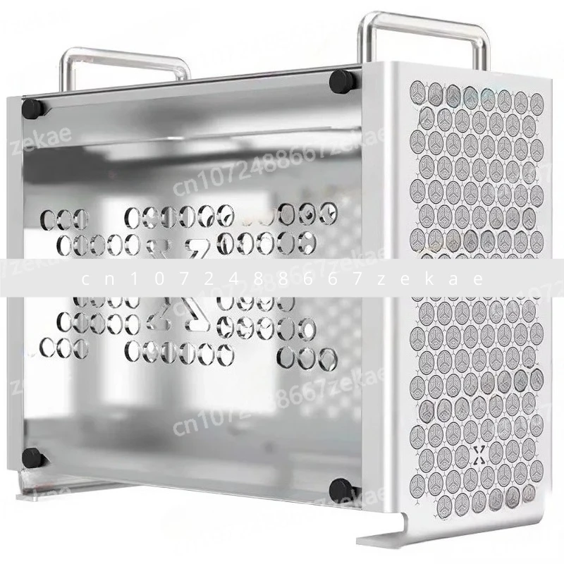 Portable Aluminum ITX Case , Mini ITX Computer Case Acrylic Side Panel Support SFX Power Supply Small PC Desktop Case