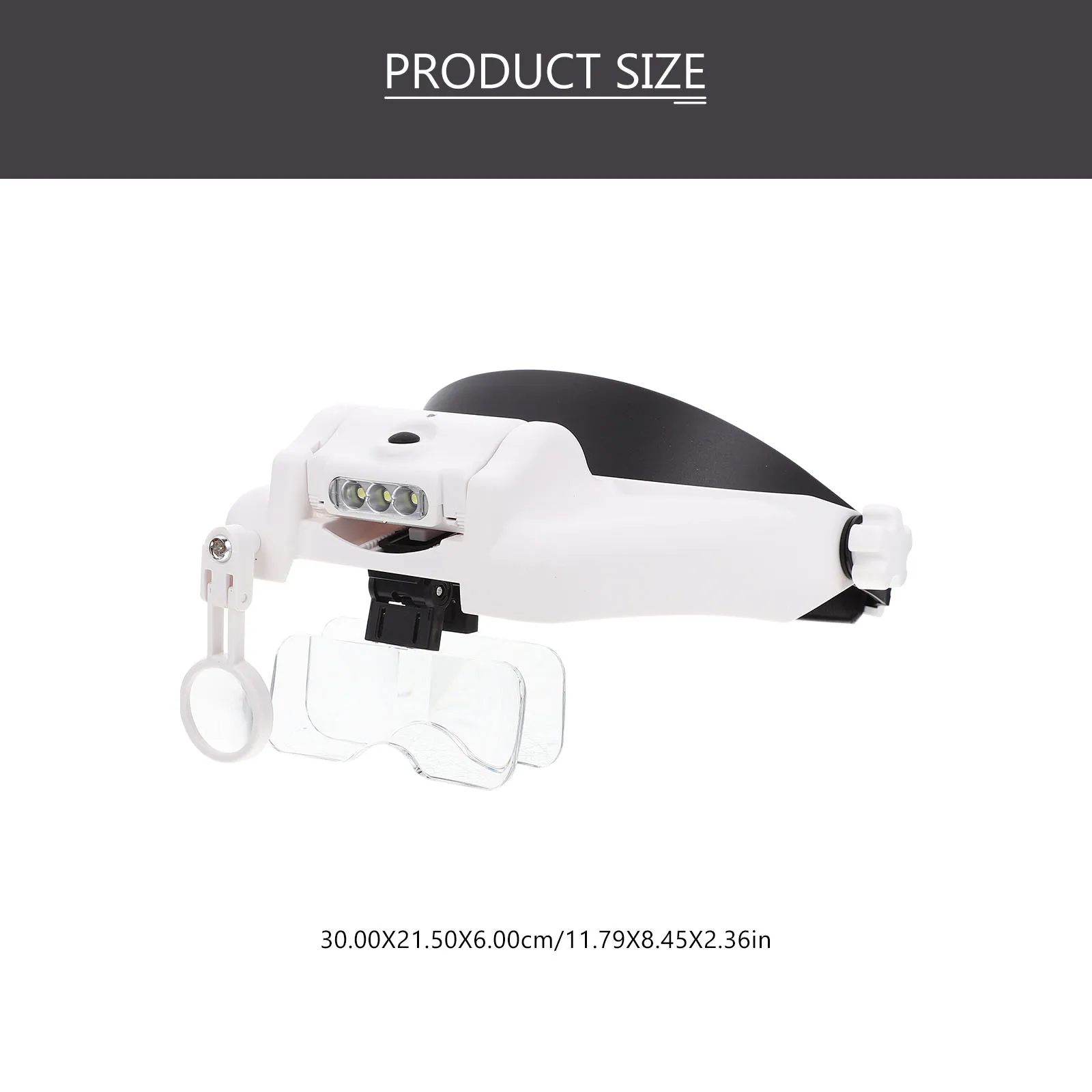 Head Mounted Magnifier LED Lights Jewelry Identification Eyelash Extension Adjustable Lenses Practical Durable Gift