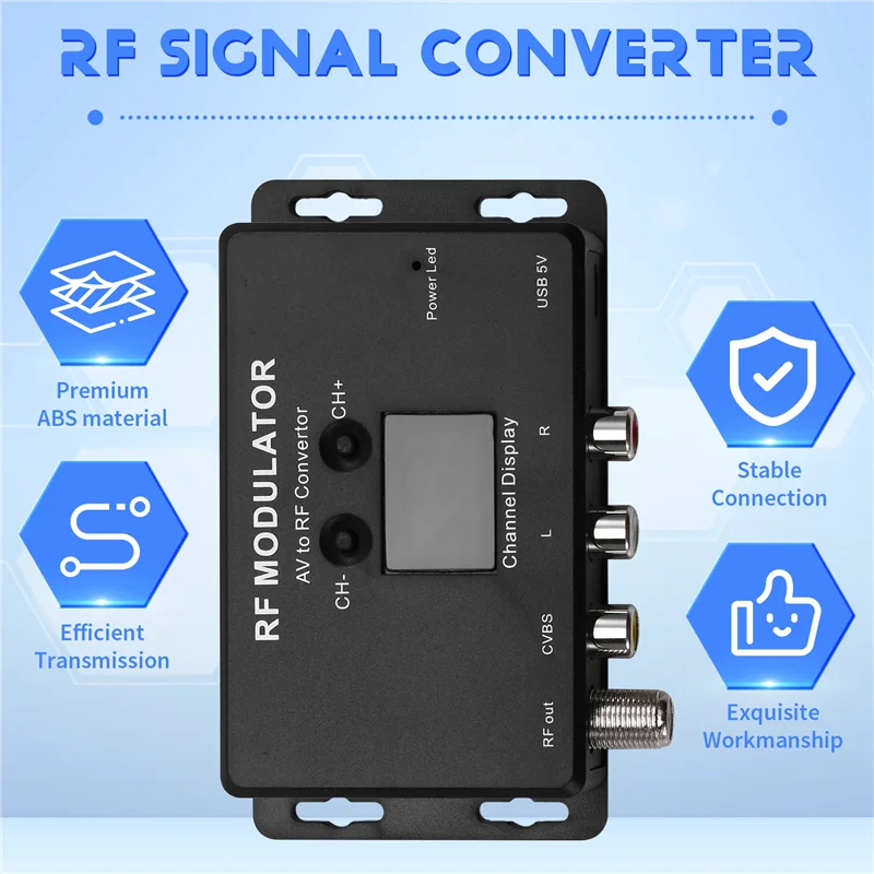 AAAEL-M60 Modulatore RF Convertitore da AV a RF Convertitore di segnale RF modulatore UHF