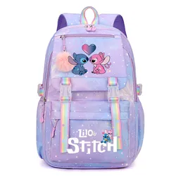 Lilo and Stitchバックパック、マルチポケットラップトップバッグ、10代の学校用バッグ、カラフルなライト、ソフトウェア旅行mochilas