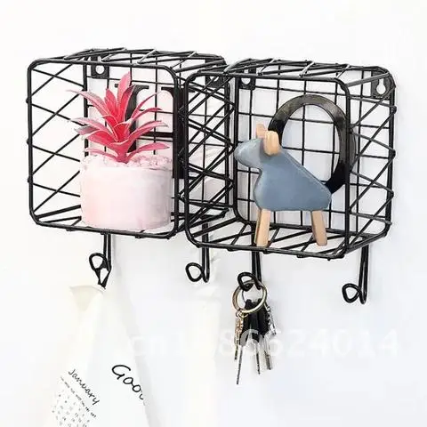 

1pcs Wrought Iron Grid Decoration Frame Nordic Ins Home Bedroom Living Room Door Wall Decoration Letter Hook Wall Shelf