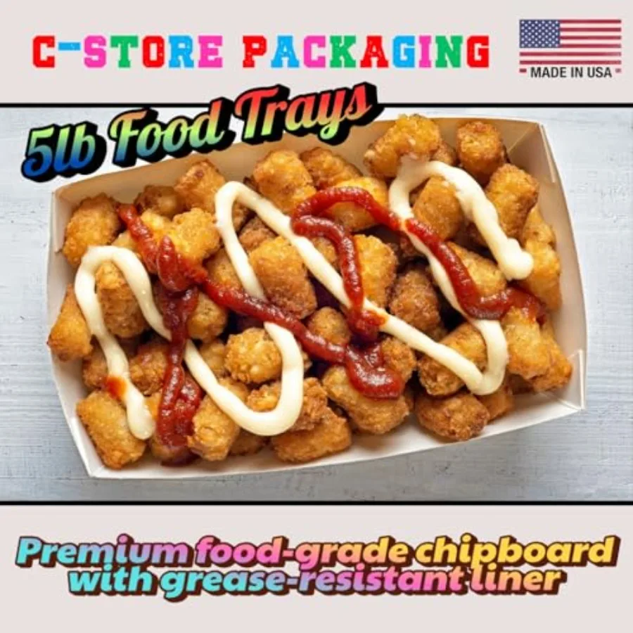 Medium Paper Food Boat 5lb, 100ct Disposable Red and White Checkered Paper Food Trays Dimensions 9.5