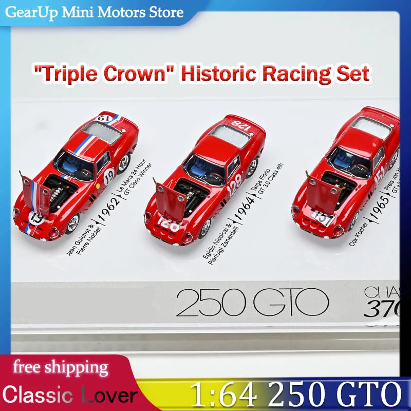 

Набор из 3 классических моделей автомобилей 1:64 (250 GTO, 370GT) из литого сплава, коллекционный демонстрационный комплект для любителей моделей автомобилей, игрушка для автолюбителей, Ле-Ман 24