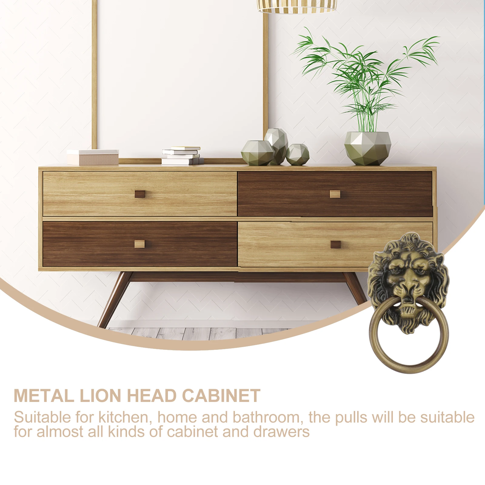 

4pcs Lion Head H Retro Decor Drawer Knobs Pull Zinc Alloy Furniture Door Cabinet Knob Drawer Pull Furniture