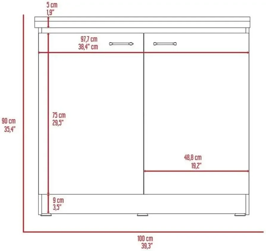 Napoles Utility Sink Cabinet with Sink, 39.3" Double Door Kitchen Sink Cabinet, Integrated Stainless Steel Basin & Countertop, U view 3