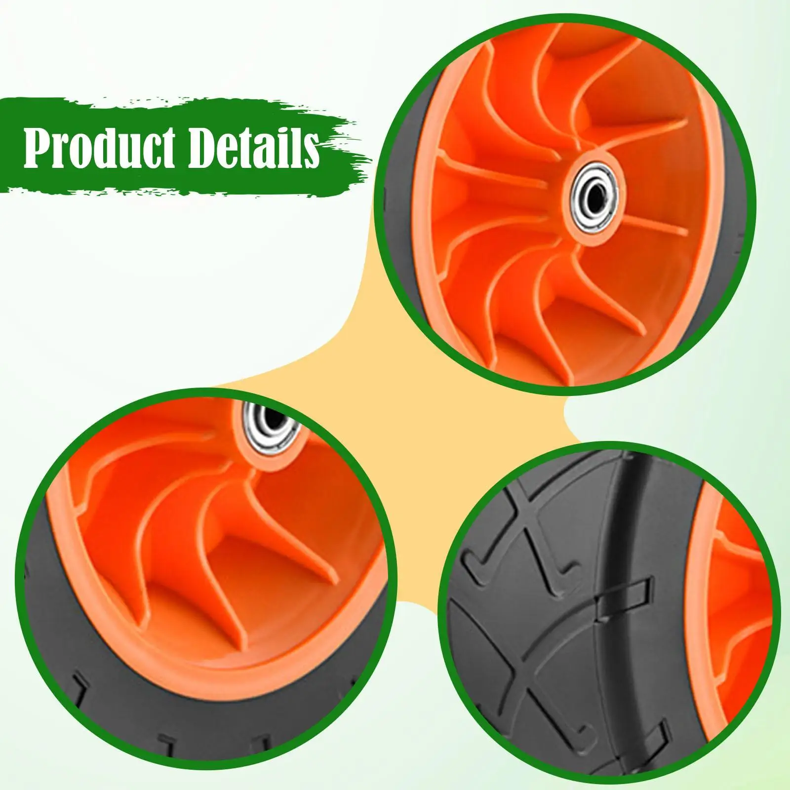 Foldable Rubber Wagon Wheel Spare Part for Heavy Duty Folding Trolley Outdoor Camping and Repair