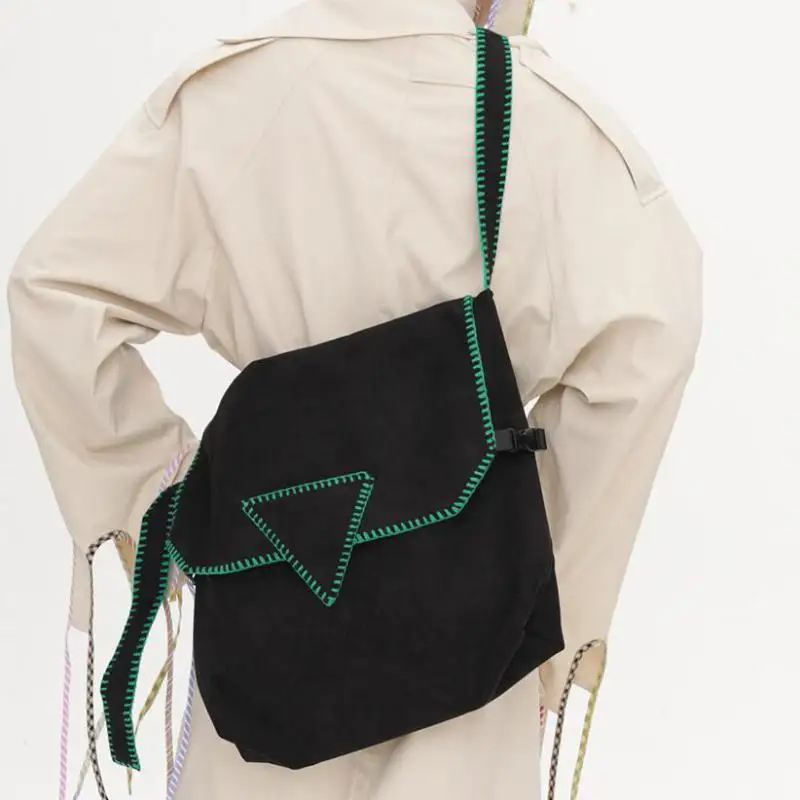 Fashionable New Suede Like Frosted Suede Car Stitching Edge Craftsmanship Personalized Design Square Diagonal Cross Women's Bag