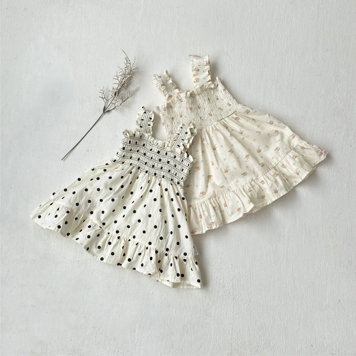 2026 Summer New Baby Girl Sleeveless Polka Dot Sling Dress Cotton Girls Sweet Princess Floral Dress Infant Toddler Clothes
