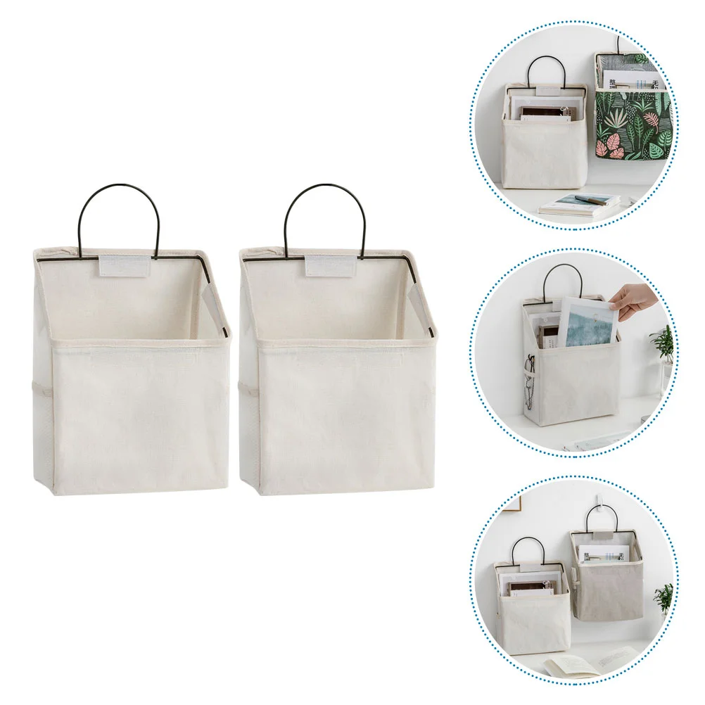 

2 Pcs Storage Bags for Clothes Closet Hanging Organizers Coat Hanger Baskets Organizing White