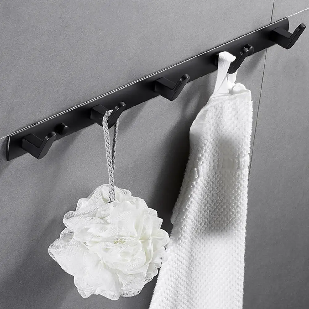 Modern Wall Clothes Hook Sturdy Stylish Wall Hooks Modern Aluminum Alloy Hangers for Bathroom Kitchen More 4/5 Hooks with Heavy