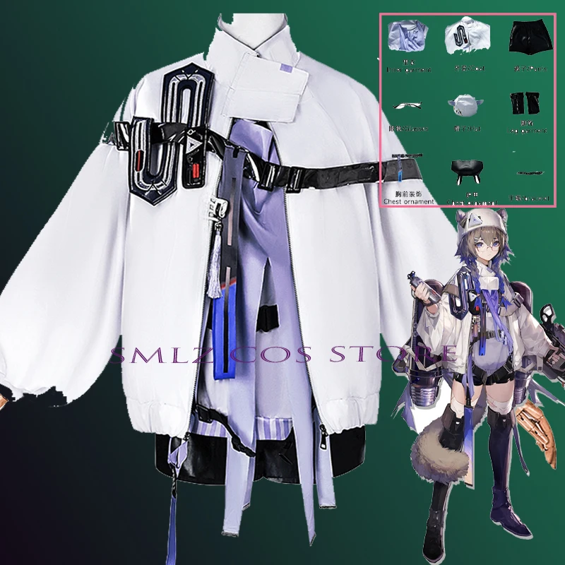 Game Arknights Cosplay Contrail Cosplay Kostuum Jas Uniformen Pak Prop Pruik Halloween Party Rollenspel Outfit voor Vrouw Meisje