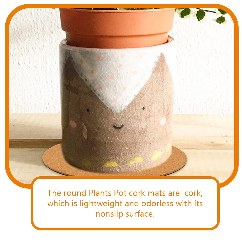 

8Pcs Cork Plant Pot Mats Round Non Slip Coasters Indoor Flowerpot Saucer Pads Protective Garden Plant Pads Cork Mat