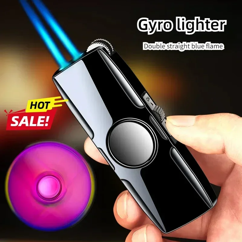 

New Outdoor Metal Windproof Lighter Gas Lighter Smoking Accessorie for Men's Gift Creative Fingertip Gyroscope Cigarette Lighter