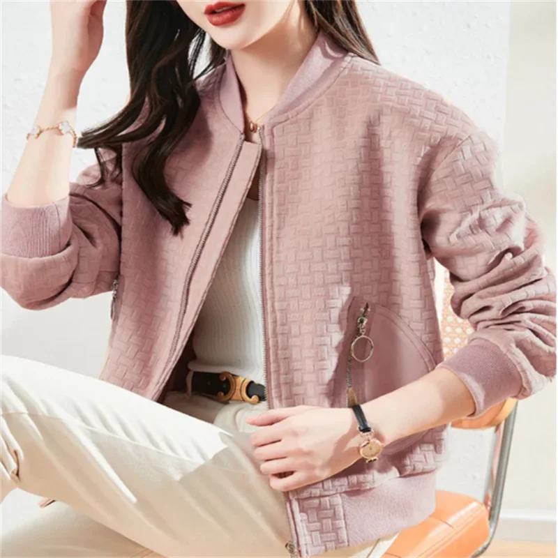 

Women's Short Jacket Baseball Outwear Casual Coats Spring Autumn Fashion Coat Square Zip Jacket Imitation Suede Velvet Coat