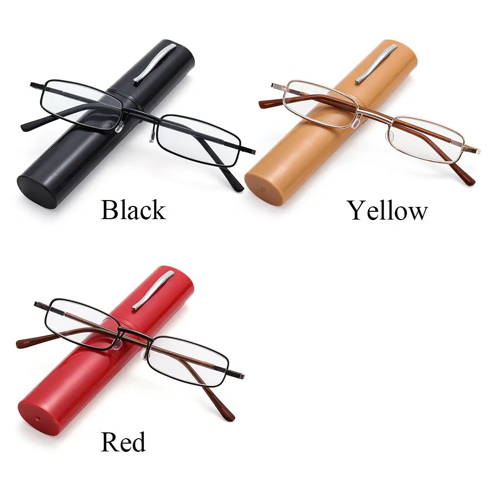 Strength +1.0~+4.0 Slim Lightweight Portable Reading Glasses Readers for Men Women with Pen Clip Tube Case Eyeglasses