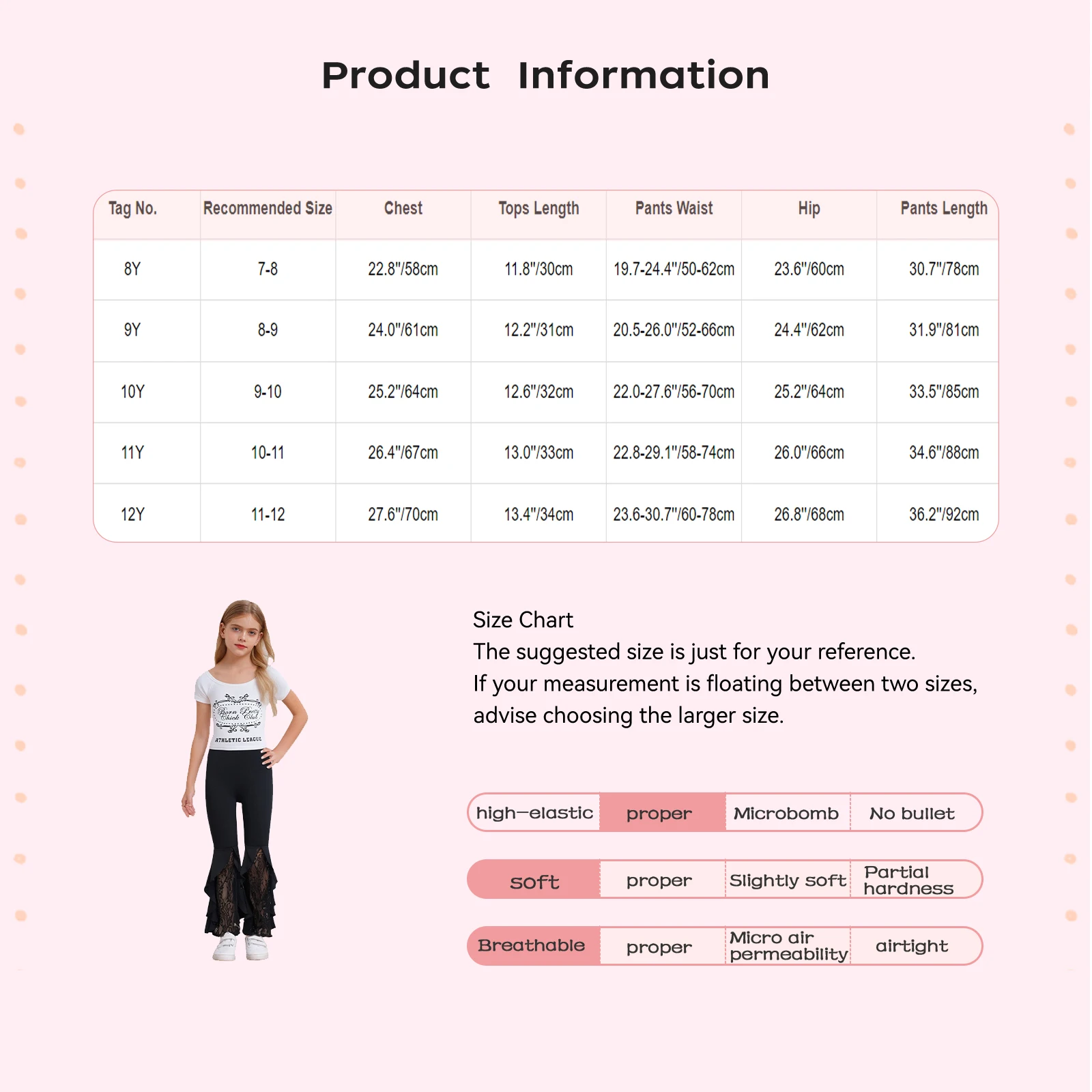 Kids Girls Fashion Clothes Outfit 2Pcs Short Sleeve Scoop Neck Letter Printed Top with Lace Patchwork Ruffled Bell-Bottom Pants