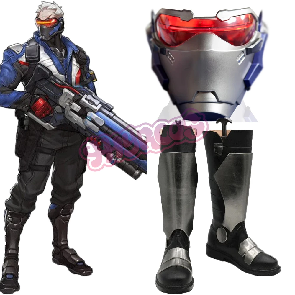 Anime 76 Cosplay Masks With LED Luminous Cosplay Soldier76 Mask With Light Soldier 76 Costume Without Battery ABS Plastic Wig