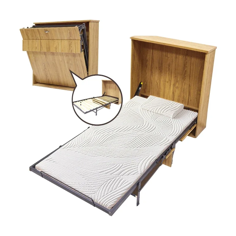 2026Multifunction Pneumatic Bifold Bed Save Space Gas Spring Rod Silence Heavy Duty Double Fold Invisible Bed for Office Home Lo