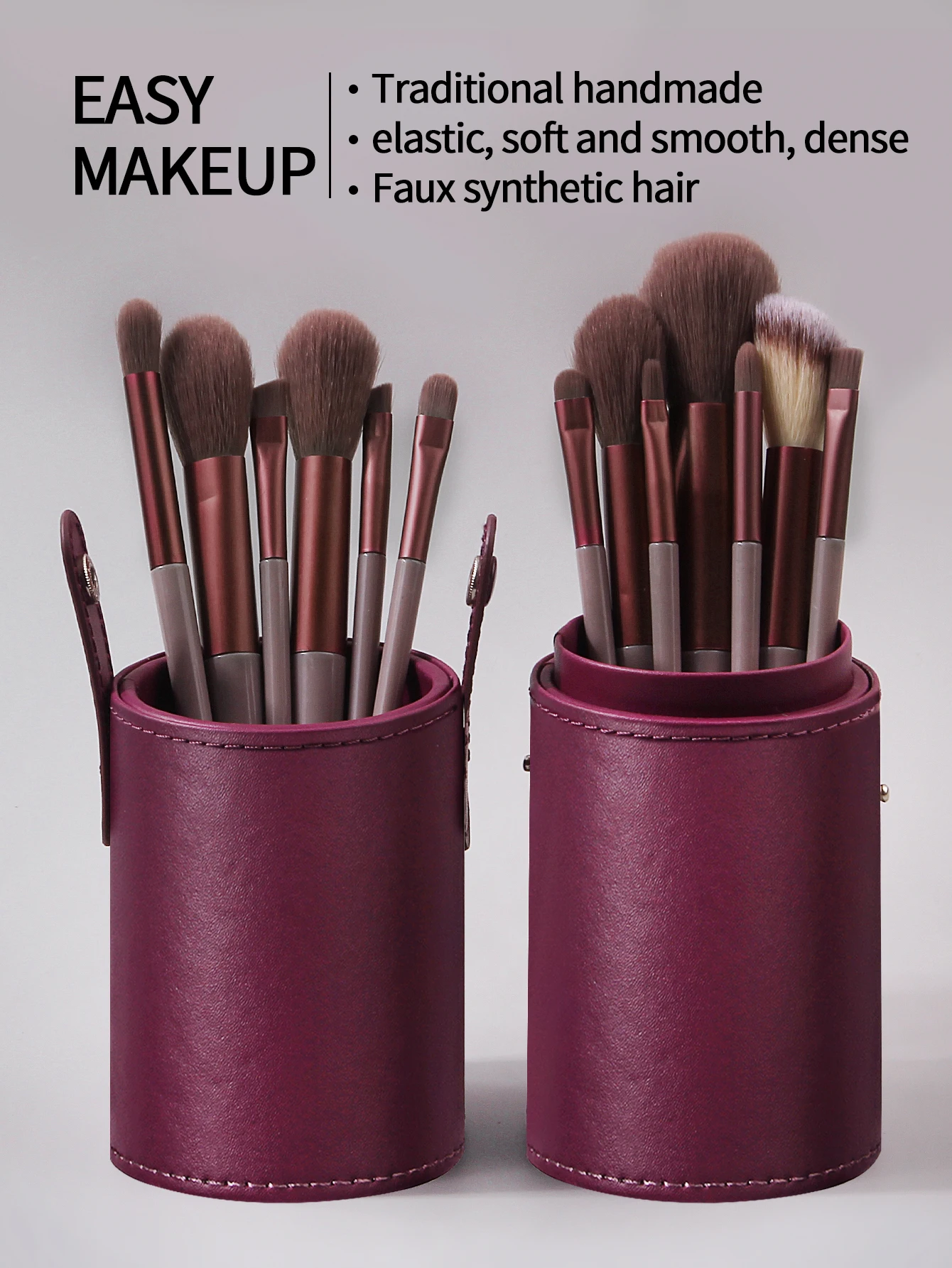 Travel portable 13pcs high-end makeup brush set, soft bristle foundation, blush, eyeshadow, contouring brush + storage bucket