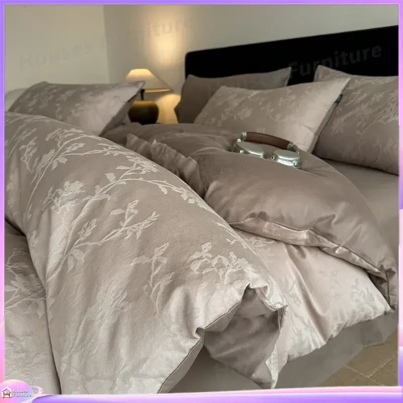 Class A Xinjiang long-staple cotton thick-woven cotton jacquard four-piece set pure cotton light luxury quilt cover bed sheet