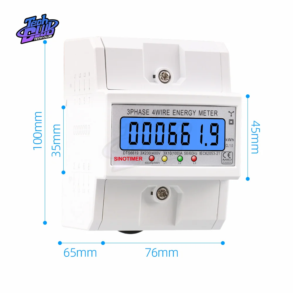 DTS6619 100A LCD Digital Display Power Meter in Energy Meters Electric Meter 3 Phase Kwh Meter for Electrician Tool