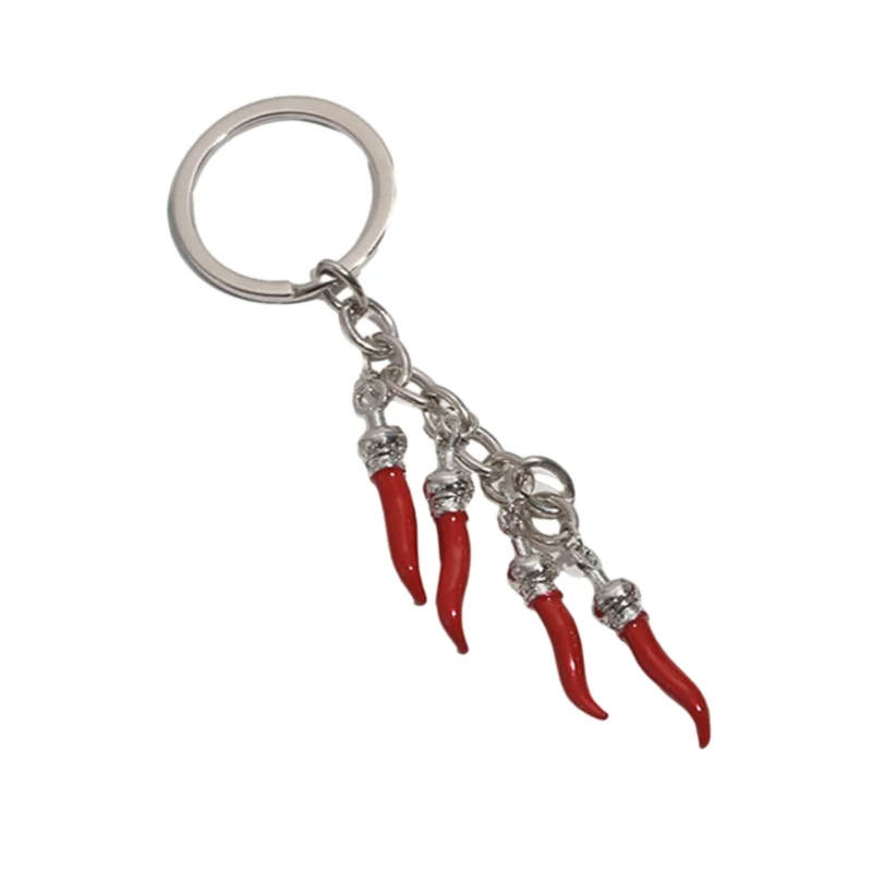 Q0KE Fashionable Pepper Keychain Stylish Bag Charm Durable Alloy Keyring Decoration Unique Oil Droplet Effect Key Chain